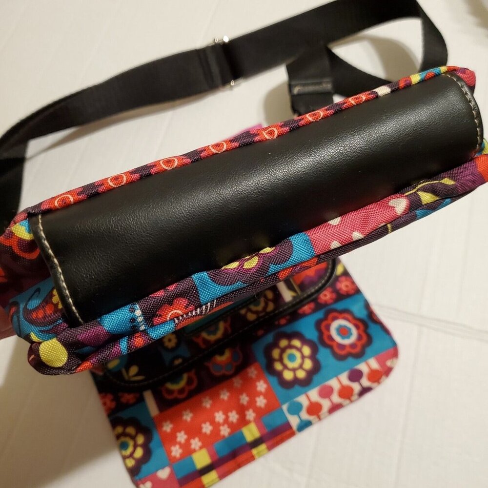 Lily Bloom Crossbody Messenger Bag Purse Bright Floral  10"x9"x2" Paisley - Picture 9 of 10